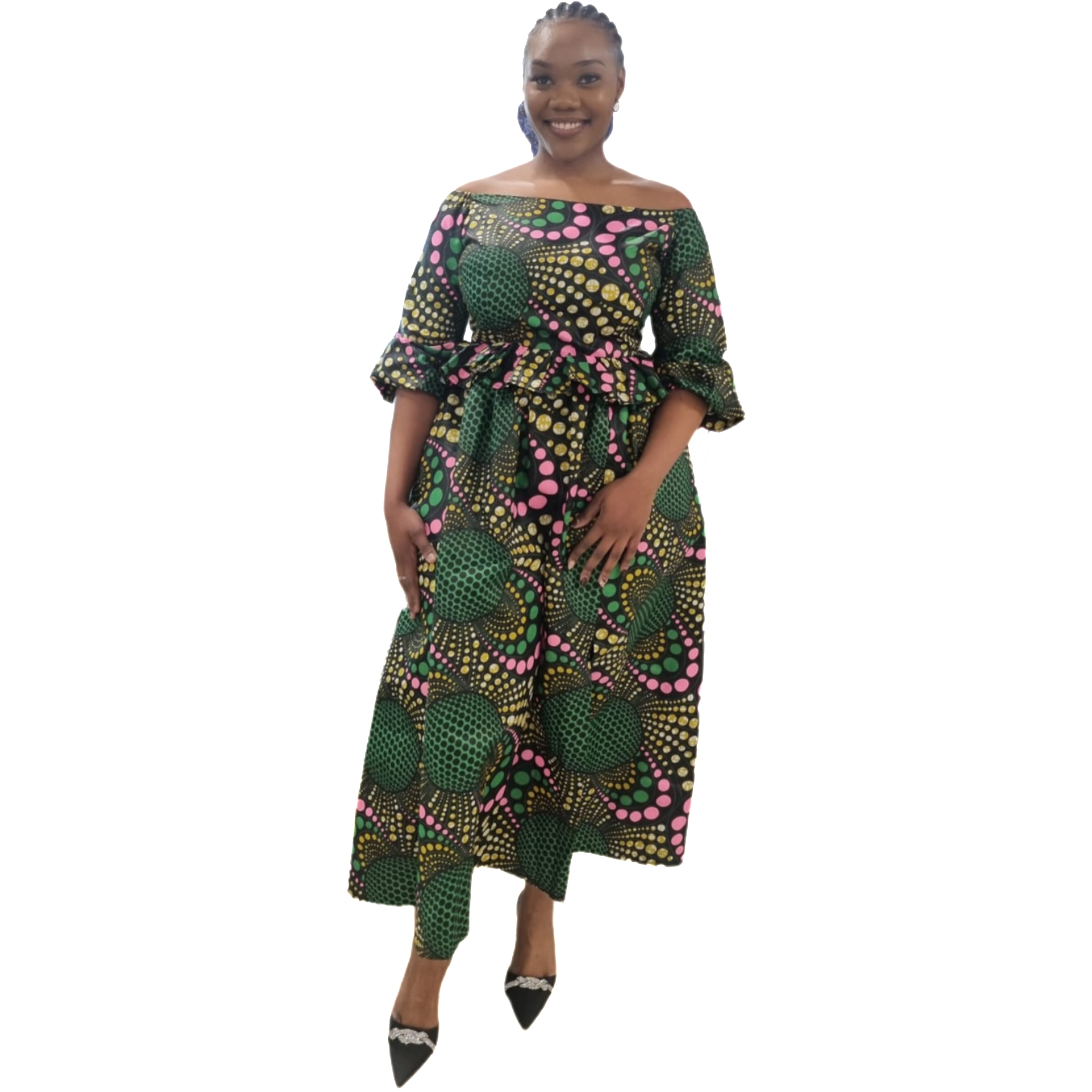 Ankara Off-shoulder Dress